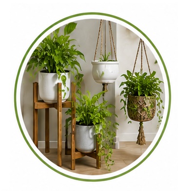 Giá đỡ và phụ kiện treo cây trang trí không gian xanh